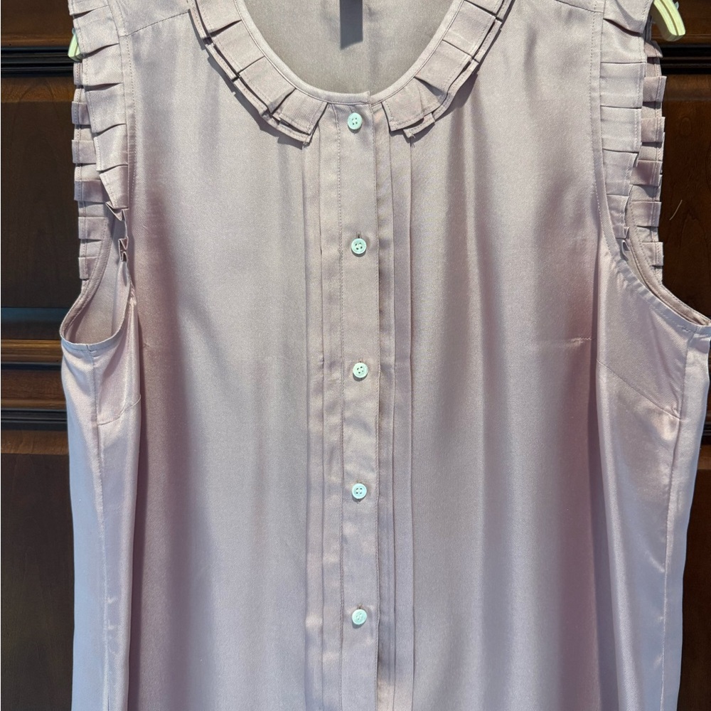 J. Crew Silk Ruffled Sleeveless Blouse - Lavender